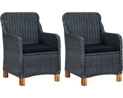 vidaXL - Tuinstoelen - 2 - st - met - kussens - poly - rattan - donkergrijs