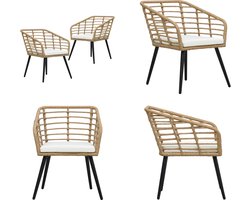 vidaXL Tuinstoelen 2 st met kussens poly rattan eikenkleurig - Tuinstoel - Tuinstoelen - Buitenstoel - Buitenstoelen