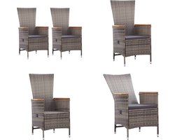 vidaXL Tuinstoelen 2 st met kussens poly rattan grijs - Zitstoel - Zitstoelen - Stoel - Stoelen