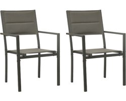 vidaXL - Tuinstoelen - 2 - st - textileen - en - staal - grijs - en - antracietkleurig