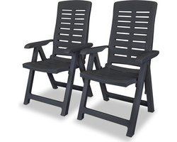 vidaXL - Tuinstoelen - 2 - st - verstelbaar - kunststof - antracietkleurig