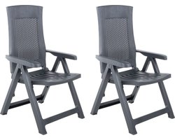 vidaXL - Tuinstoelen - 2 - st - verstelbaar - kunststof - antracietkleurig