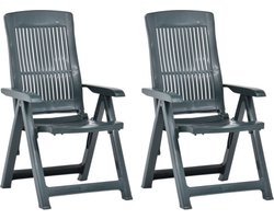 vidaXL - Tuinstoelen - 2 - st - verstelbaar - kunststof - groen