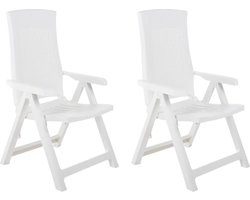 vidaXL - Tuinstoelen - 2 - st - verstelbaar - kunststof - wit