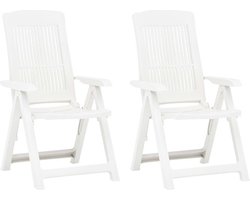 vidaXL - Tuinstoelen - 2 - st - verstelbaar - kunststof - wit
