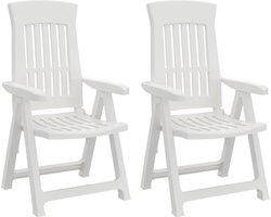 vidaXL - Tuinstoelen - 2 - st - verstelbaar - PP - wit