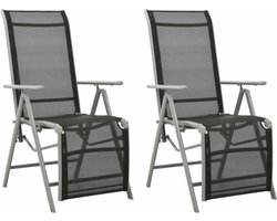 vidaXL - Tuinstoelen - 2 - st - verstelbaar - textileen - aluminium - zilverkleurig
