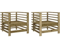 vidaXL Tuinstoelen - 2 stuks - Grenenhout - 110kg Tuinstoel - Terrasstoel - Lounge Set - Buitenkamer - Houten Tuinmeubel