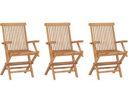 vidaXL - Tuinstoelen - 3 - st - inklapbaar - massief - teakhout
