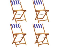 vidaXL Tuinstoelen 4 st inklapbaar hout blauw/wit Tuinstoel - Acaciameubel - Buitendecoratie - Lounge Stoel - Klapstoel