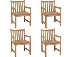 vidaXL Tuinstoelen 4 st met crèmewitte kussens Tuinstoelen - Teak - Outdoor Furniture - Lounge Set - Garden Chairs