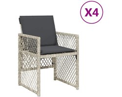 vidaXL - Tuinstoelen - 4 - st - met - kussens - poly - rattan - lichtgrijs