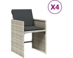 vidaXL - Tuinstoelen - 4 - st - met - kussens - poly - rattan - lichtgrijs