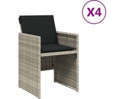 vidaXL - Tuinstoelen - 4 - st - met - kussens - poly - rattan - lichtgrijs