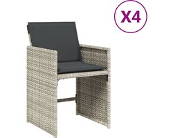 vidaXL - Tuinstoelen - 4 - st - met - kussens - poly - rattan - lichtgrijs