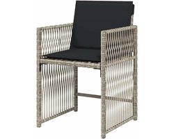 vidaXL Tuinstoelen 4 st met kussens poly rattan lichtgrijs, tuin stoel, loungestoel tuin, kampeerstoel, terrasstoel, loungestoel, lounge stoel buiten