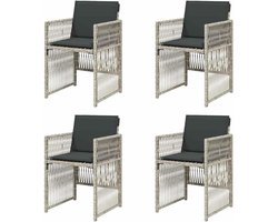 vidaXL Tuinstoelen 4 st met kussens poly rattan lichtgrijs, tuin stoel, loungestoel tuin, kampeerstoel, terrasstoel, loungestoel, lounge stoel buiten