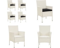 vidaXL Tuinstoelen 4 st met kussens poly rattan wit - Buitenstoel - Buitenstoelen - Tuinstoel - Tuinstoelen