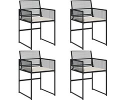vidaXL - Tuinstoelen - 4 - st - met - kussens - poly - rattan - zwart