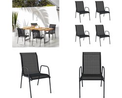 vidaXL Tuinstoelen 4 st staal en textileen zwart - Tuinstoel - Tuinstoelen - Buitenstoel - Stoel