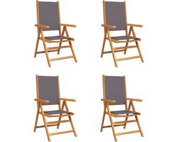 vidaXL - Tuinstoelen - 4 - st - verstelbaar - hout - en - stof - antracietkleurig