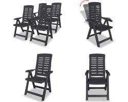 vidaXL Tuinstoelen 4 st verstelbaar kunststof antracietkleurig - Tuinstoel - Tuinstoelen - Tuin Stoel - Tuin Stoelen