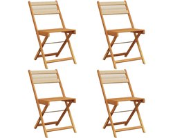 vidaXL Tuinstoelen - 4 stuks - Inklapbaar - Beige Tuinstoel - Acacia Hout - Lounge Stoel - Outdoor Stoel - Balkon Meubel