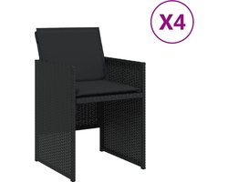 vidaXL Tuinstoelen - 4 stuks - Met kussens - Zwart Tuinstoelen - Outdoor Furniture - Lounge Chairs - Patio Furniture - Zwarte Tuinstoelen