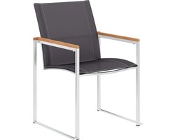 vidaXL Tuinstoelen 4st textileen roestvrij staal Tuinstoelen - Teak Houten Meubels - Outdoor Seating - Tuinset - Lounge Stoelen