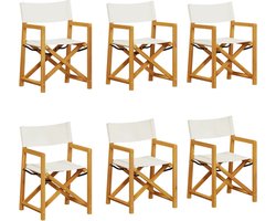 vidaXL - Tuinstoelen - 6 - st - inklapbaar - stof - crèmewit