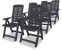 vidaXL - Tuinstoelen - 6 - st - verstelbaar - kunststof - antracietkleurig