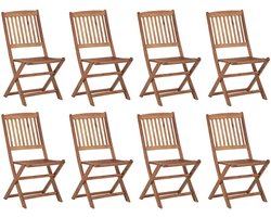 vidaXL Tuinstoelen 8 st inklapbaar met kussens hout Tuinstoel - Eetkamerstoel - Acacia Hout - Klapstoel - Buitensteun