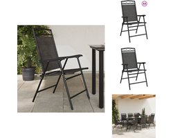vidaXL - Tuinstoelen - 8 - st - inklapbaar - staal - en - textileen - gemêleerd - grijs
