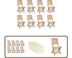 vidaXL Tuinstoelen 8 st met kussens acaciahout Tuinstoel - Acacia Hout - Klapstoel - Buitensteun - Lounge Stoel