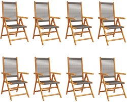vidaXL - Tuinstoelen - 8 - st - verstelbaar - massief - acaciahout - grijs