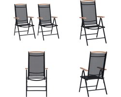 vidaXL Tuinstoelen inklapbaar 2 st aluminium en textileen zwart - Klapstoel - Klapstoelen - Inklapbare Stoel - Inklapbare Stoelen