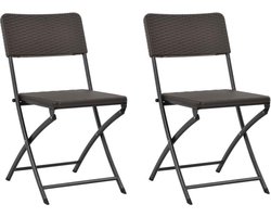 vidaXL - Tuinstoelen - inklapbaar - 2 - st - HDPE - en - staal - bruin