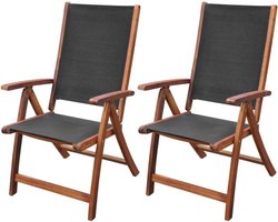 vidaXL - Tuinstoelen - inklapbaar - 2 - st - massief - acaciahout - en - textileen