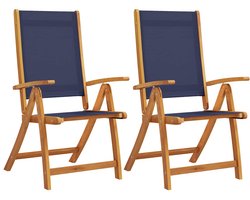 vidaXL - Tuinstoelen - inklapbaar - 2 - st - massief - acaciahout - en - textileen