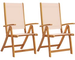 vidaXL Tuinstoelen inklapbaar 2 st massief acaciahout en textileen - Inklapbare Tuinstoel - Inklapbare Tuinstoelen - Tuinstoel - Tuin Stoel