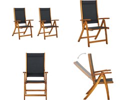 vidaXL Tuinstoelen inklapbaar 2 st massief acaciahout en textileen - Klapstoel - Klapstoelen - Inklapbare Stoel - Inklapbare Stoelen