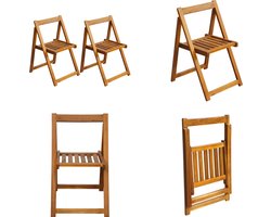 vidaXL Tuinstoelen inklapbaar 2 st massief acaciahout - Klapstoel - Klapstoelen - Eetstoel - Eetstoelen