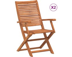 vidaXL - Tuinstoelen - inklapbaar - 2 - st - met - armleuning - massief - acaciahout