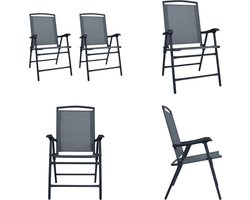 vidaXL Tuinstoelen inklapbaar 2 st textileen grijs - Inklapbare Tuinstoel - Inklapbare Tuinstoelen - Klapstoel - Klapstoelen