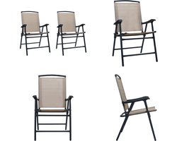vidaXL Tuinstoelen inklapbaar 2 st textileen taupe - Inklapbare Tuinstoel - Inklapbare Tuinstoelen - Klapstoel - Klapstoelen