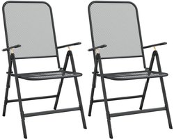 vidaXL Tuinstoelen - Inklapbaar - 2 stuks - Metaalgaas Tuinstoel - Inklapbare Tuinstoel - Buitensteel - Lounge Stoel - Terrasstoel