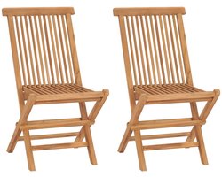 vidaXL Tuinstoelen inklapbaar - 2 stuks - Teakhout Tuinstoel - Teakstoel - Klapstoel - Buitensteun - Terrasstoel