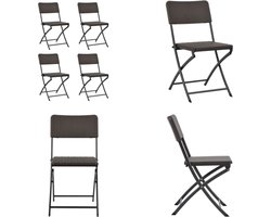 vidaXL Tuinstoelen inklapbaar 4 st HDPE en staal bruin - Klapstoel - Klapstoelen - Inklapbare Stoel - Inklapbare Stoelen