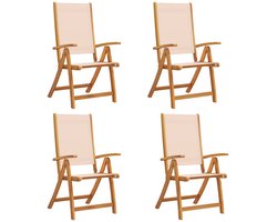 vidaXL - Tuinstoelen - inklapbaar - 4 - st - massief - acaciahout - en - textileen
