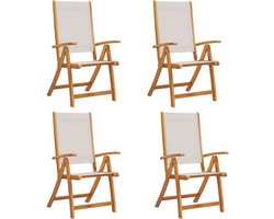 vidaXL - Tuinstoelen - inklapbaar - 4 - st - massief - acaciahout - en - textileen